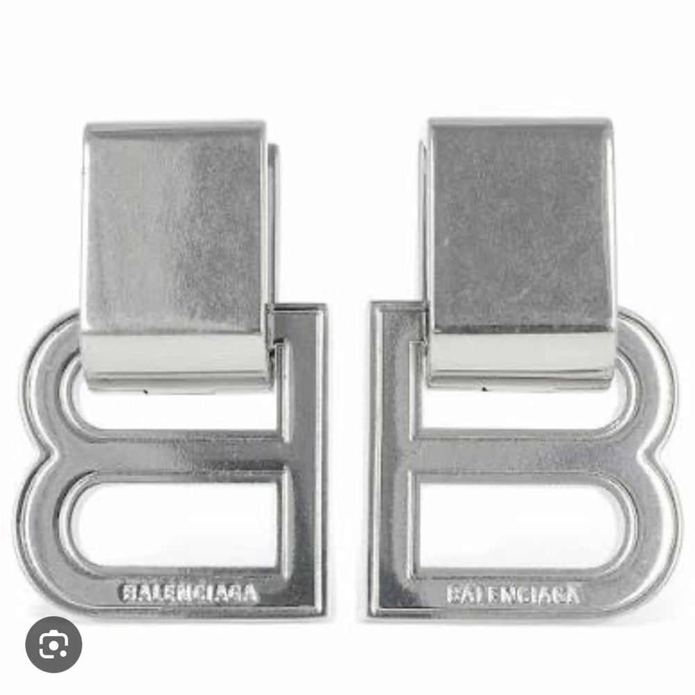 Balenciaga Metallic B drop Square Earrings